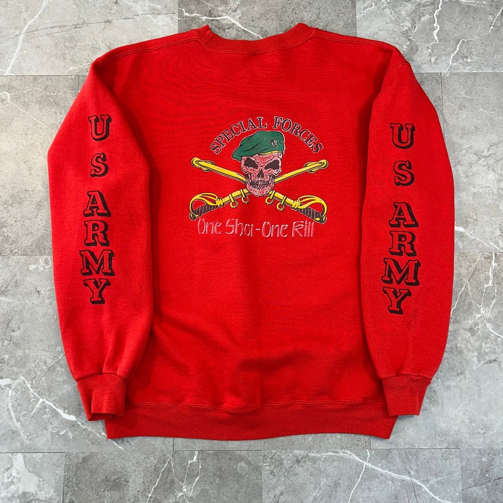 80s Vintage Green Beret Sweatshirt Mens Large Special Forces Pullover Crewneck